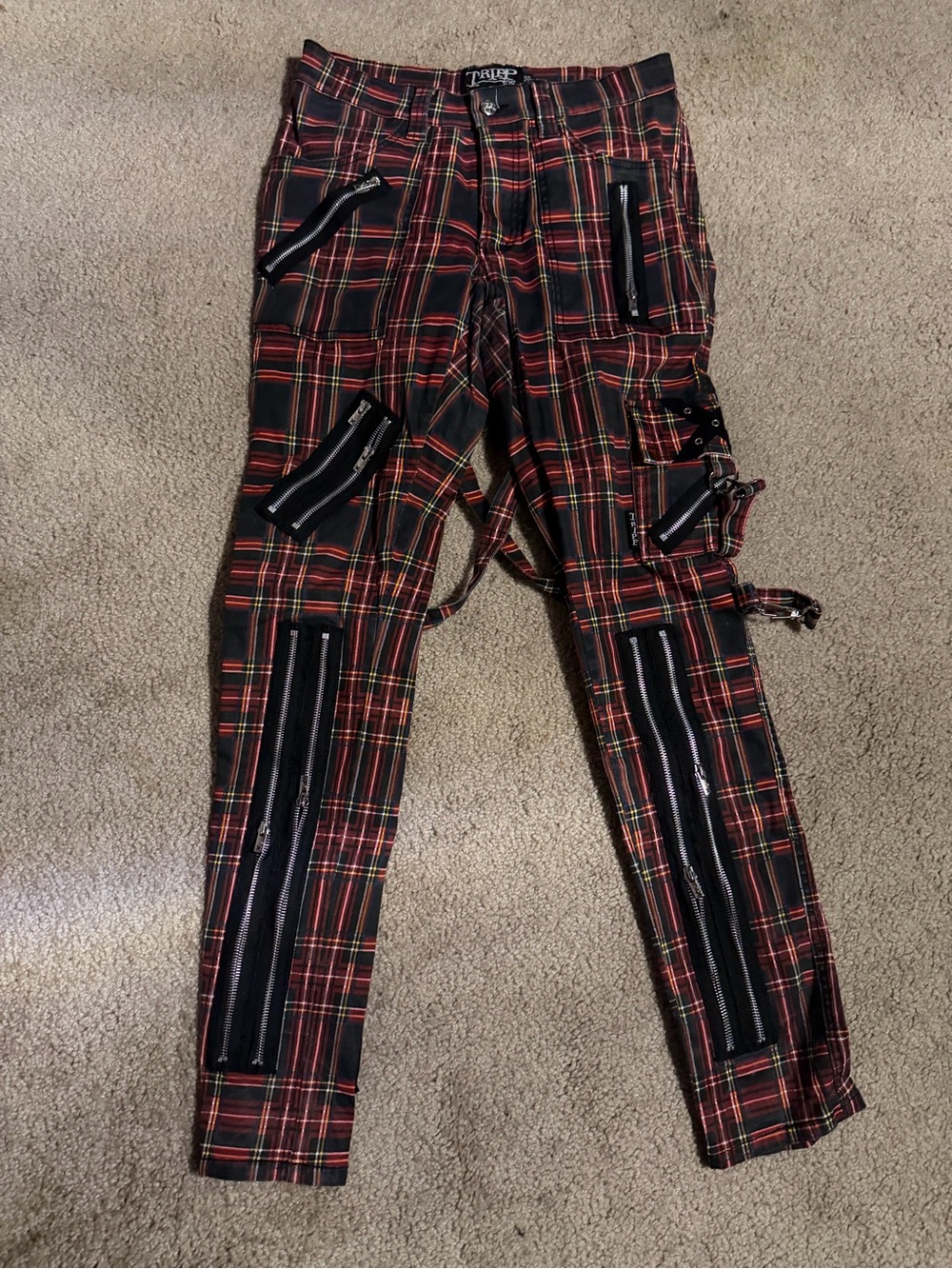 CLASSIC SLIM LEG BONDAGE PANT BLACK PLAID